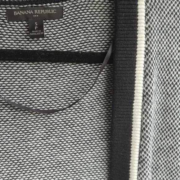 Banana Republic Knit Open Front Black & White Cotton Blend Cardigan Small - Picture 6 of 6